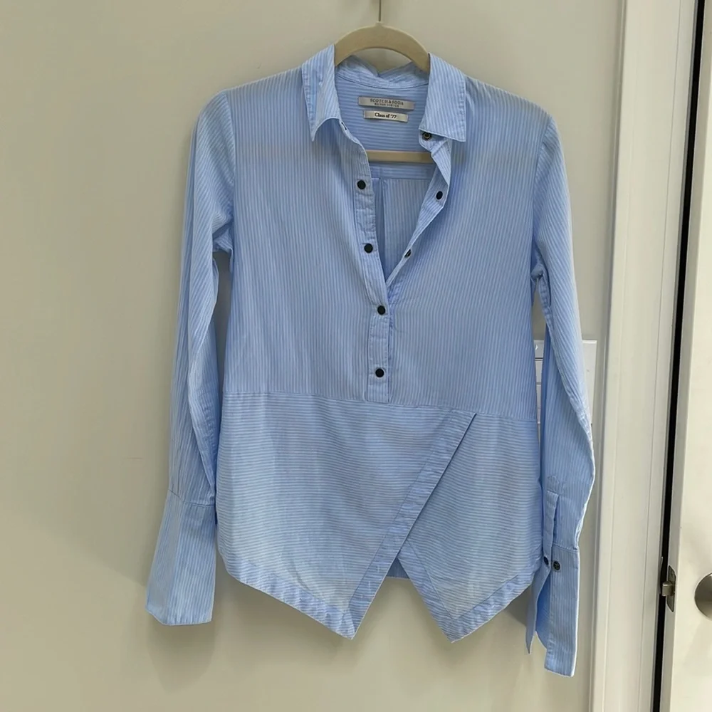Scotch & Soda Light Blue Striped Button-Down Shirt - Picture 1 of 8